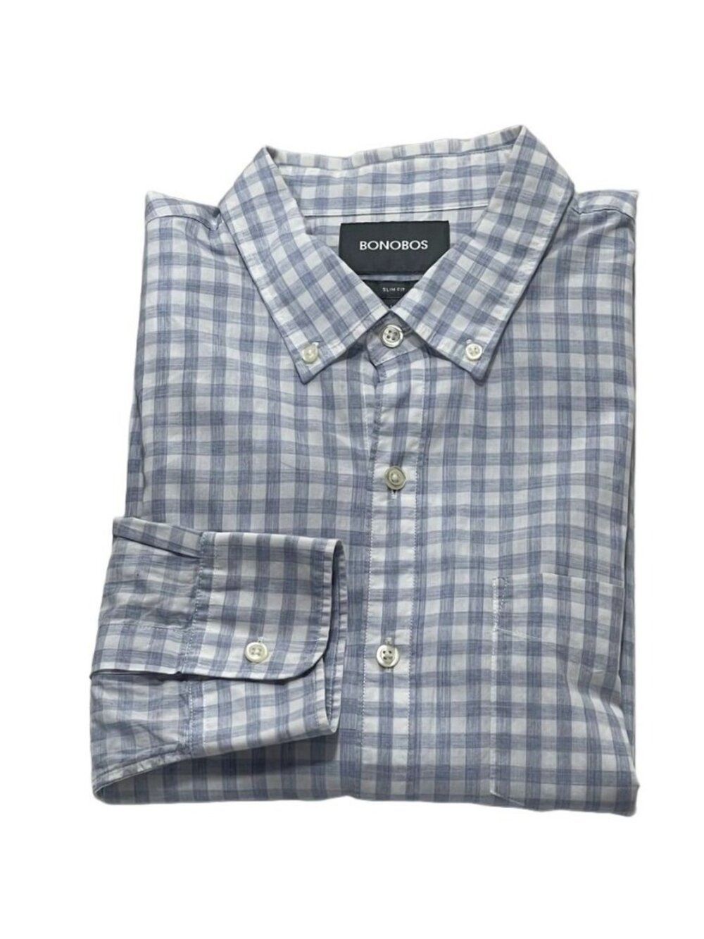 Bonobos Mens Slim Fit Long Sleeve Checkered Shirt In Light Blue Size L